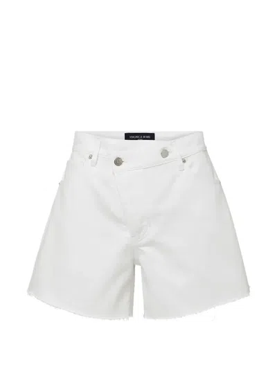Veronica Beard Ellis Crossover Waistband Denim Shorts In White
