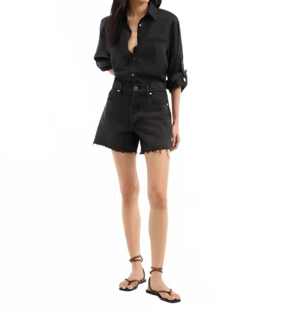 Veronica Beard Ellis Mid Rise Denim Shorts In Washed Onyx In Burgundy