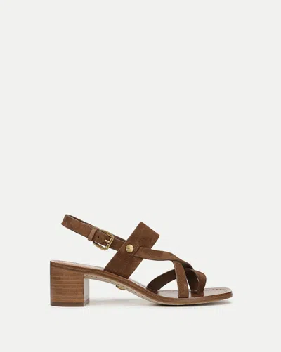 Veronica Beard Elodie Suede Block-heel Sandal In Brown