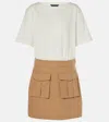 Veronica Beard Elowyn Jersey-paneled Cotton-gabardine Mini Dress In White
