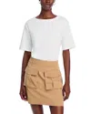 Veronica Beard Elowyn Jersey-paneled Cotton-gabardine Mini Dress In White/khaki