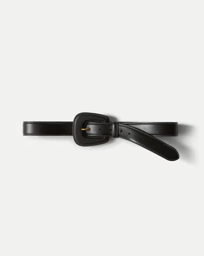 Veronica Beard Elsy Leather-buckle Belt In Black