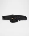 Veronica Beard Elsy Leather-buckle Belt In Black