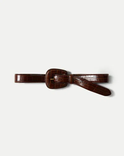 Veronica Beard Elsy Leather-buckle Belt In Brown