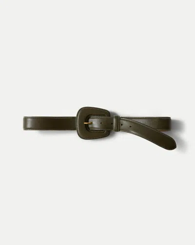 Veronica Beard Elsy Leather-buckle Belt In Green