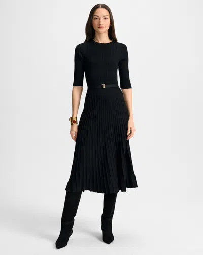 Veronica Beard Elthea Belted Midi Dress In Black