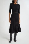 Veronica Beard Elthea Elbow Sleeve Rib Knit Dress In Black