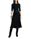 Veronica Beard Elthea Elbow Sleeve Rib Knit Dress In Black