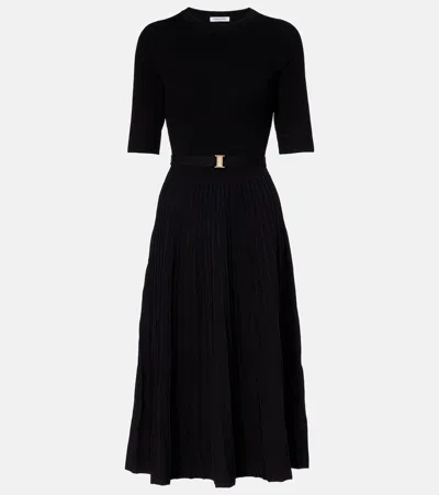 Veronica Beard Elthea Elbow Sleeve Rib Knit Dress In Black