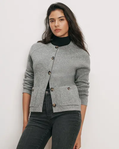Veronica Beard Elwood Merino Wool Cardigan In Medium Heather Grey