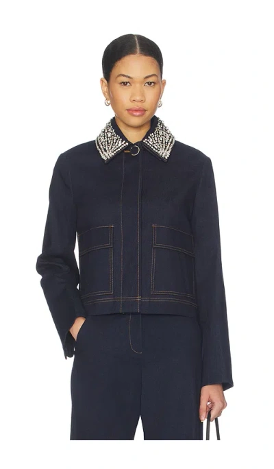 Veronica Beard Barrington Crystal-embellished Denim Jacket In Blue