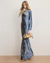 Veronica Beard Ember Long Sleeve Paisley Silk Blend Maxi Dress In Blue