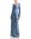 Veronica Beard Ember Long Sleeve Paisley Silk Blend Maxi Dress In Blue