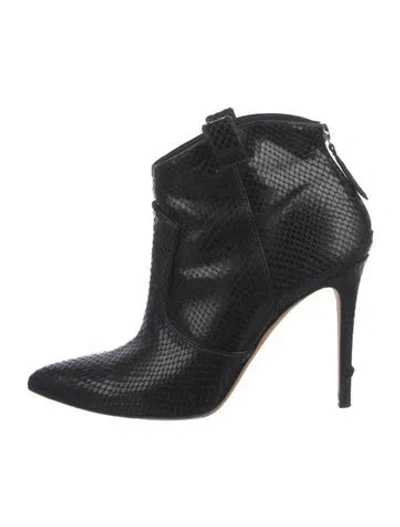 Pre-owned Veronica Beard Embossed Leather Animal Print Boots In Black