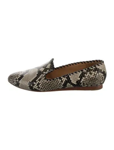 Pre-owned Veronica Beard Embossed Leather Animal Print Loafers In Neutral