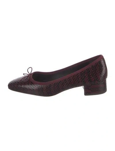 Pre-owned Veronica Beard Embossed Leather Animal Print Pumps In Burgundy