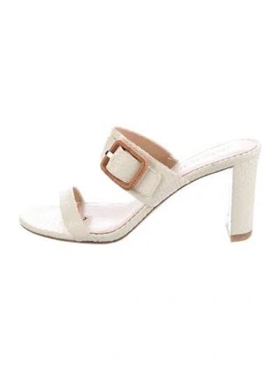 Pre-owned Veronica Beard Embossed Leather Animal Print Sandals In Neutral