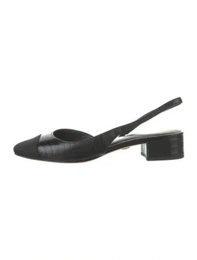 Pre-owned Veronica Beard Embossed Leather Animal Print Slingback Pumps In Black