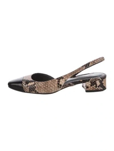 Pre-owned Veronica Beard Embossed Leather Animal Print Slingback Pumps In Black/clear