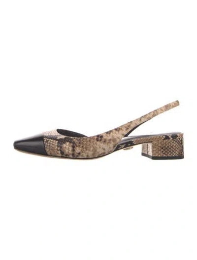 Pre-owned Veronica Beard Embossed Leather Animal Print Slingback Pumps In Multi