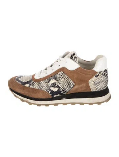 Pre-owned Veronica Beard Embossed Leather Animal Print Sneakers In Neutrals