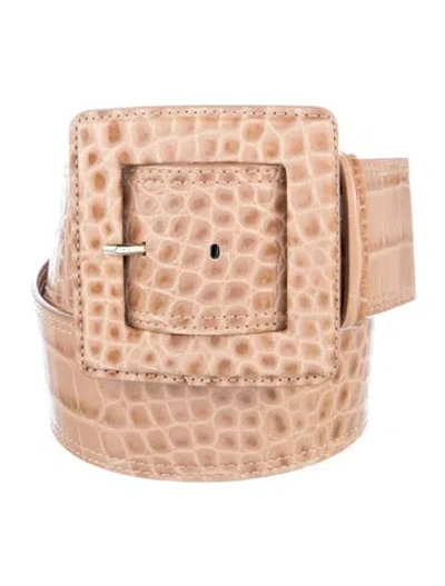 Pre-owned Veronica Beard Embossed Leather Belt In Brown
