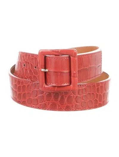 Pre-owned Veronica Beard Embossed. Leather Belt In Orange