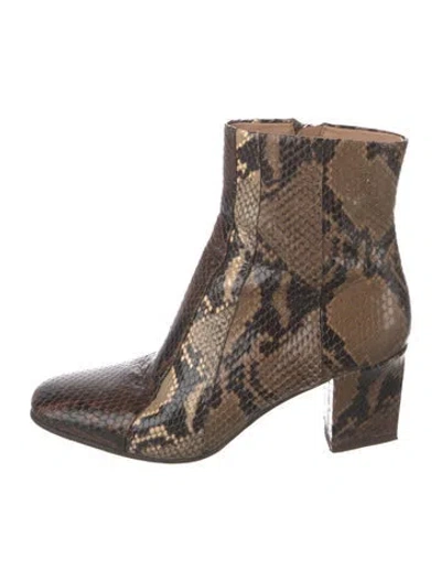 Pre-owned Veronica Beard Embossed Leather Boots In Brown