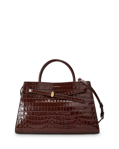 Veronica Beard Embossed Leather Dash Bag In Chestnut