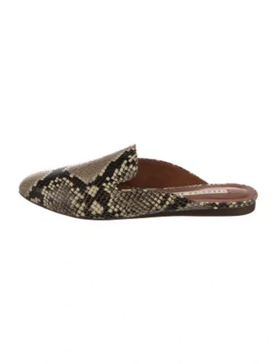 Pre-owned Veronica Beard Embossed Leather Printed Mules In Neutral