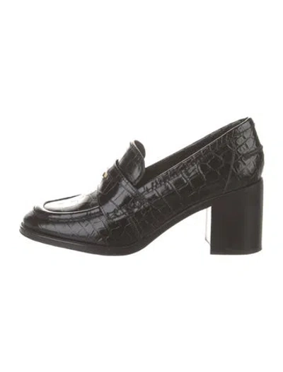 Pre-owned Veronica Beard Embossed Leather Pumps In Black