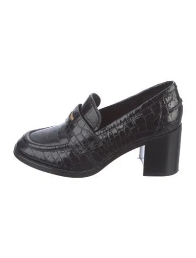 Pre-owned Veronica Beard Embossed Leather Pumps In Black