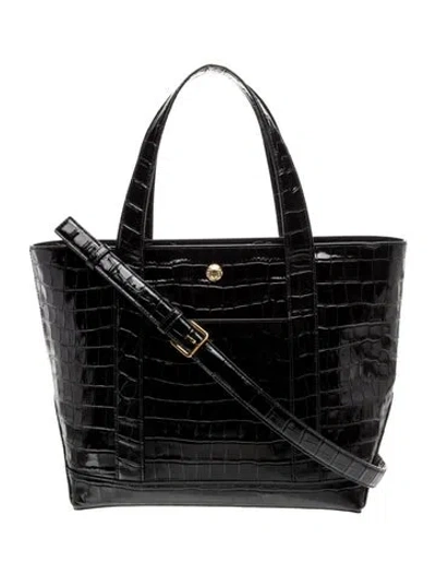 Pre-owned Veronica Beard Embossed Leather Top Handle Bag In Black