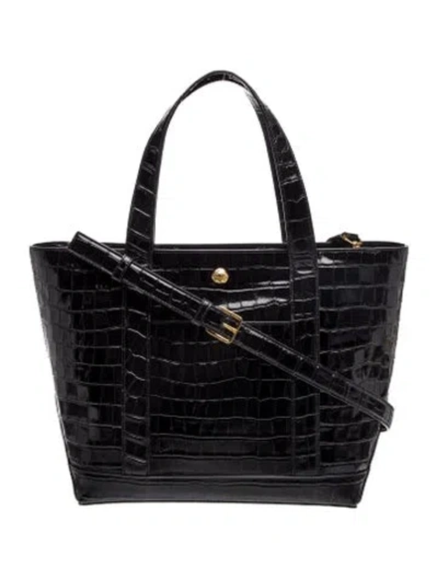 Pre-owned Veronica Beard Embossed Leather Top Handle Bag In Black