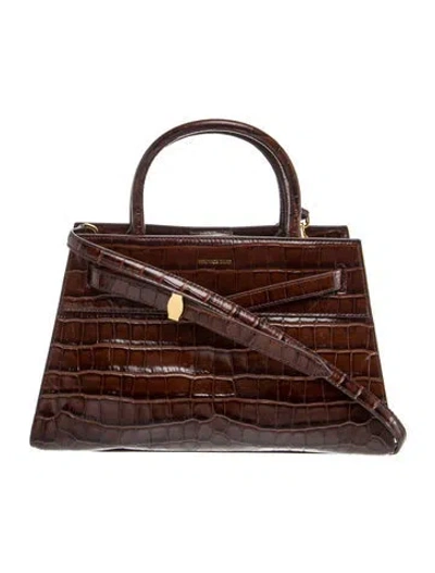 Pre-owned Veronica Beard Embossed Leather Top Handle Bag In Brown