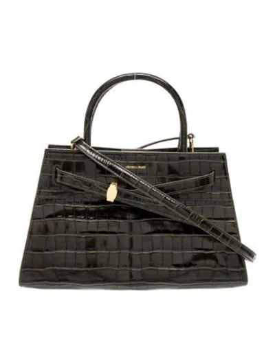 Pre-owned Veronica Beard Embossed Leather Top Handle Bag In Green