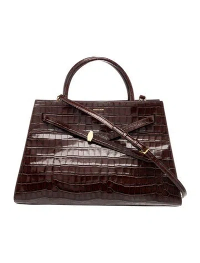 Pre-owned Veronica Beard Embossed Leather Top Handle Bag W/ Tags In Brown