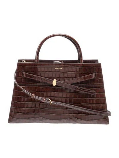 Pre-owned Veronica Beard Embossed Leather Tote In Brown