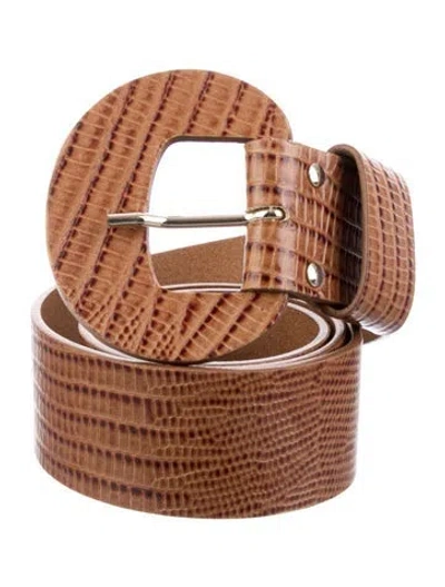 Pre-owned Veronica Beard Embossed Leather Waist Belt In Brown