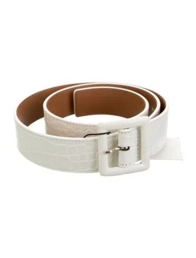 Pre-owned Veronica Beard Embossed Leather Waist Belt In White