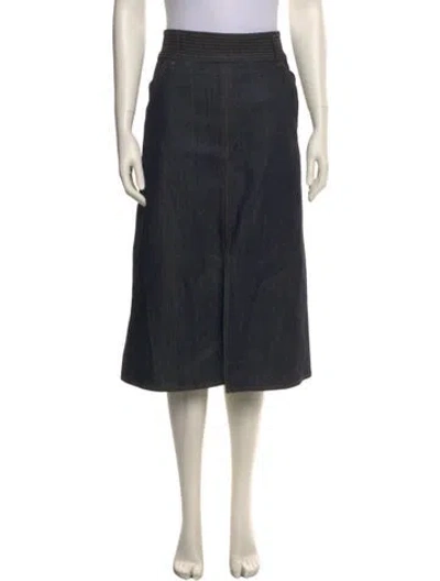 Pre-owned Veronica Beard Embroidered Accent Midi Length Skirt In Blue