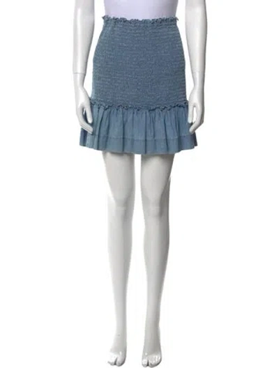 Pre-owned Veronica Beard Embroidered Accent Mini Skirt In Blue