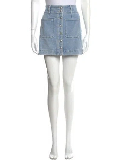 Pre-owned Veronica Beard Embroidered Accent Mini Skirt In Blue