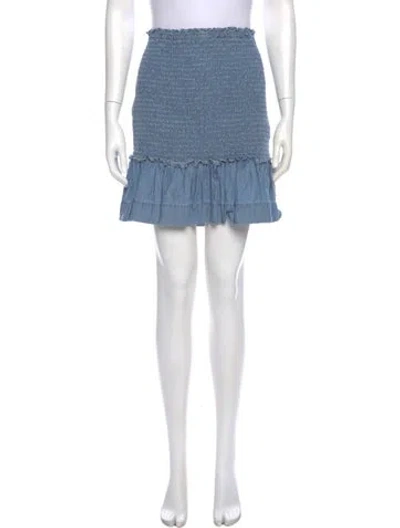 Pre-owned Veronica Beard Embroidered Accent Mini Skirt In Blue
