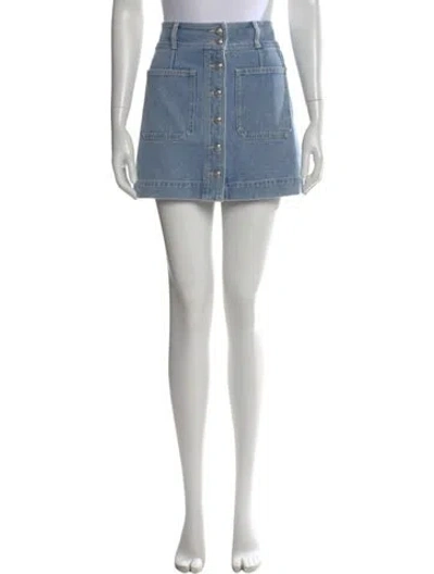 Pre-owned Veronica Beard Embroidered Accent Mini Skirt In Blue