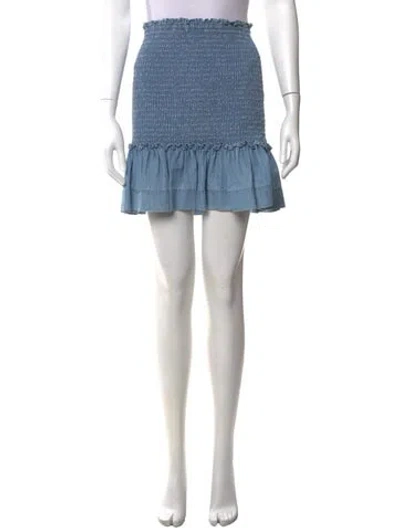 Pre-owned Veronica Beard Embroidered Accent Mini Skirt In Blue
