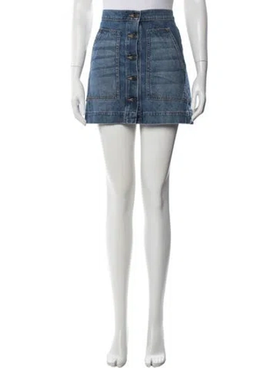 Pre-owned Veronica Beard Embroidered Accent Mini Skirt In Blue