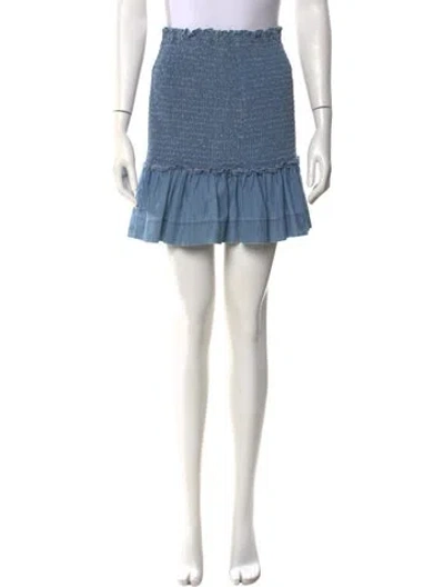 Pre-owned Veronica Beard Embroidered Accent Mini Skirt In Blue