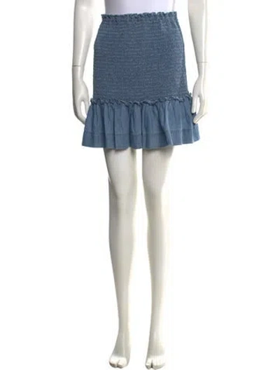 Pre-owned Veronica Beard Embroidered Accent Mini Skirt In Blue
