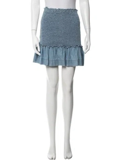 Pre-owned Veronica Beard Embroidered Accent Mini Skirt In Blue